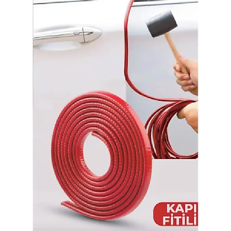 autovision Oto Araç Kapı Koruma Fitili 5 Metre Kırmızı Çarpma Çizilme Önleyici Fitil