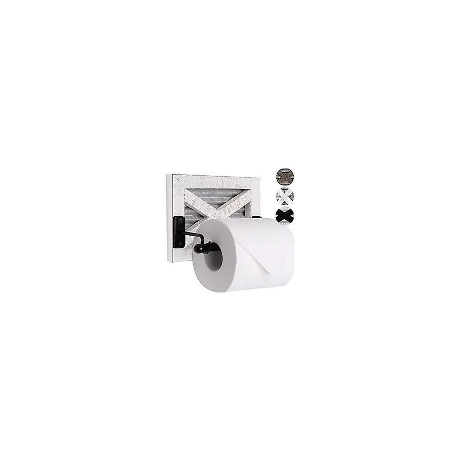 Autumn Alley Çiftlik Evi Banyo Tuvalet Kağıdı Tutacağı - Rustik Country Decor - Endüstriyel Dekoratif Aksesuarlar - Sıcak Beyaz Ahşap, Oluklu ve Siyah Metal TP Tutucular - Ev, Kafe, Otel, Aile Yanları