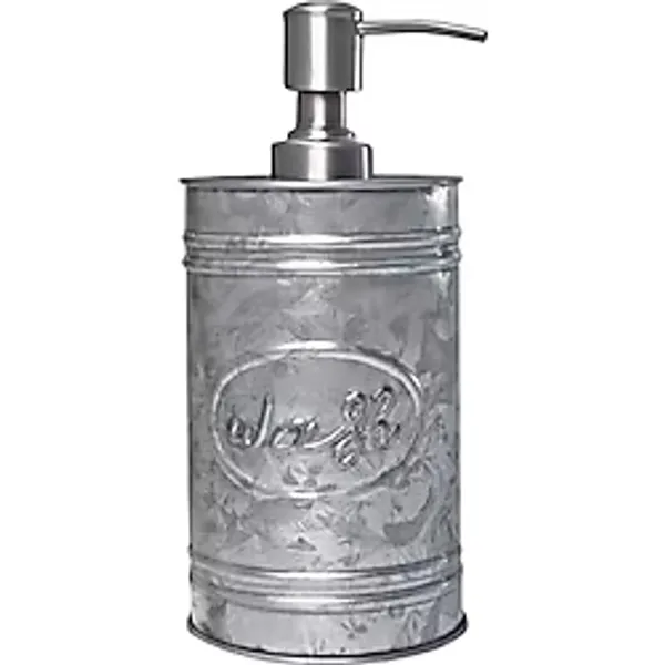 Autumn Alley Galvanizli Çiftlik Evi Sabunluk Mutfak - Banyo için Rustik Sabunluk - El Yıkama için Paslanmaz Çelik Pompa, Dezenfektanı, Losyon, Rustik Banyo Aksesuarları, 17 oz, Gri