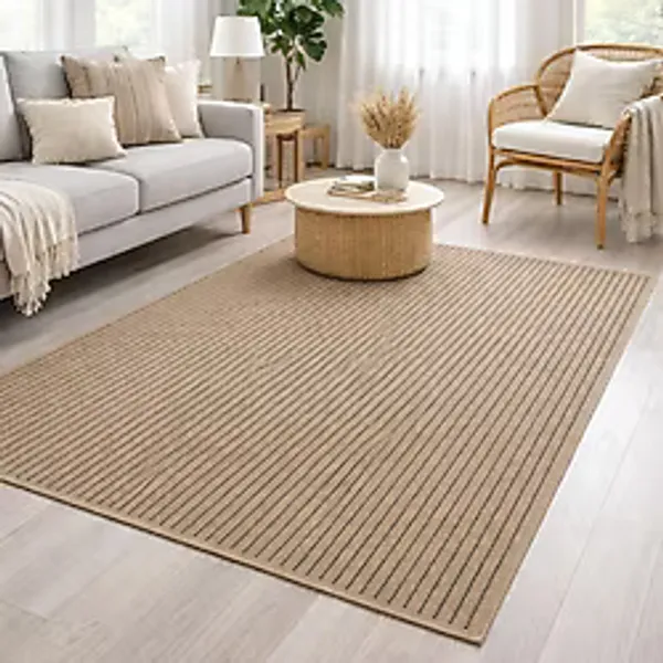 Avanos Modern Kahve Hasır Dokuma Jüt Sisal Kilim Yıkanabilir Balkon Bahçe Mutfak Halı 8042A