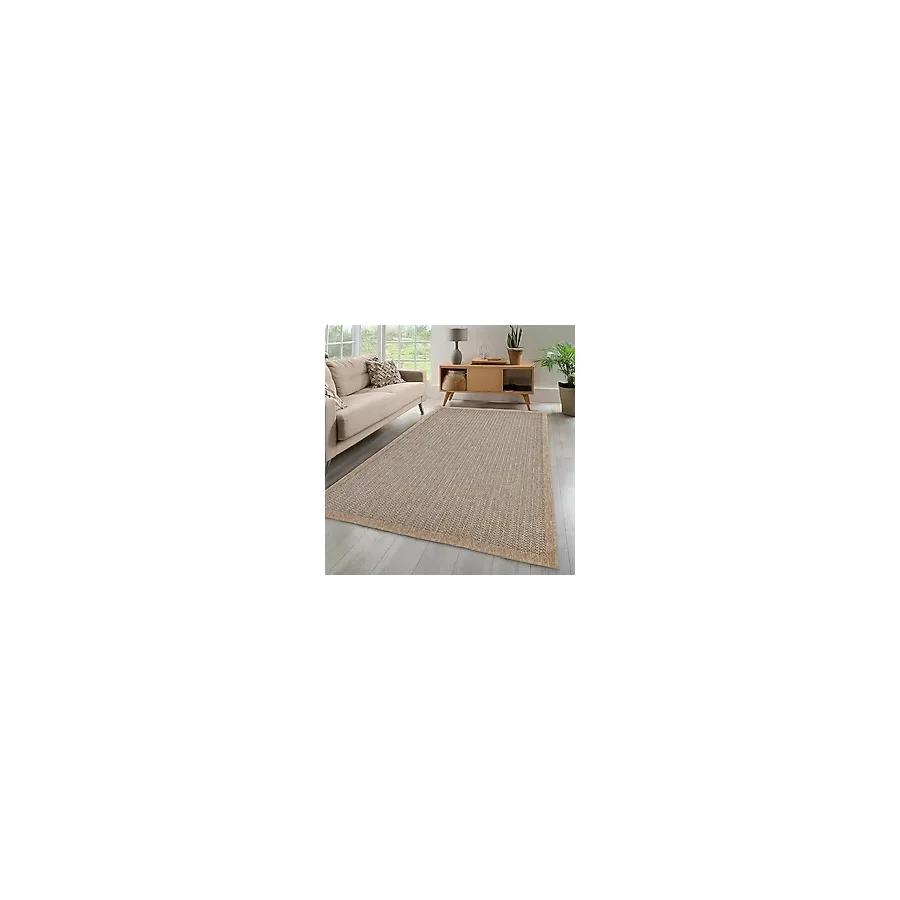 Avanos Modern Sisal Jüt Toz Vermez Balkon Bahçe Mutfak Dokuma Halı Kilim Siyah