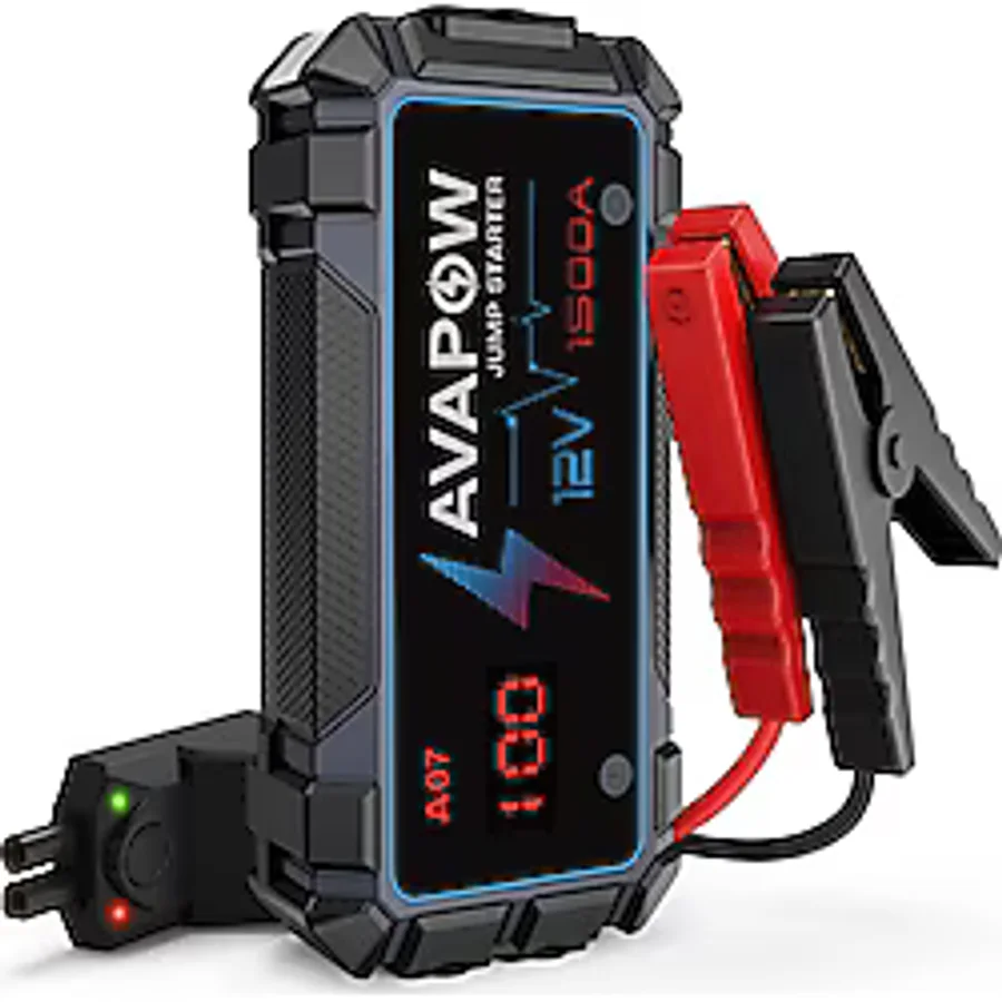 Avapow A07 12800mAh 1500A Jump Starter Taşınabilir Akü Takviye Kiti (Powerbank-QC3.0 + LCD + LED Işık)