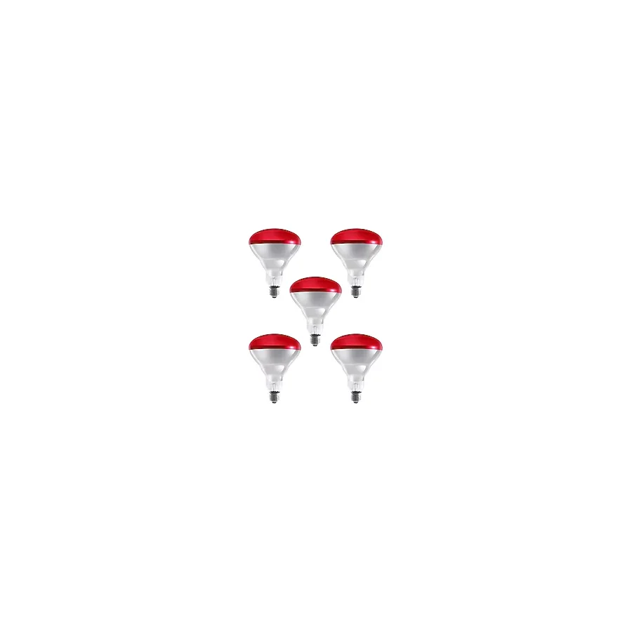 Avarson (5 Adet) 250W Kızılötesi (infrared) Isıtıcılı Hayvan Isıtma ve Kuluçka Lambası (Kırmızı Işık) E27 (Kalın Duy)