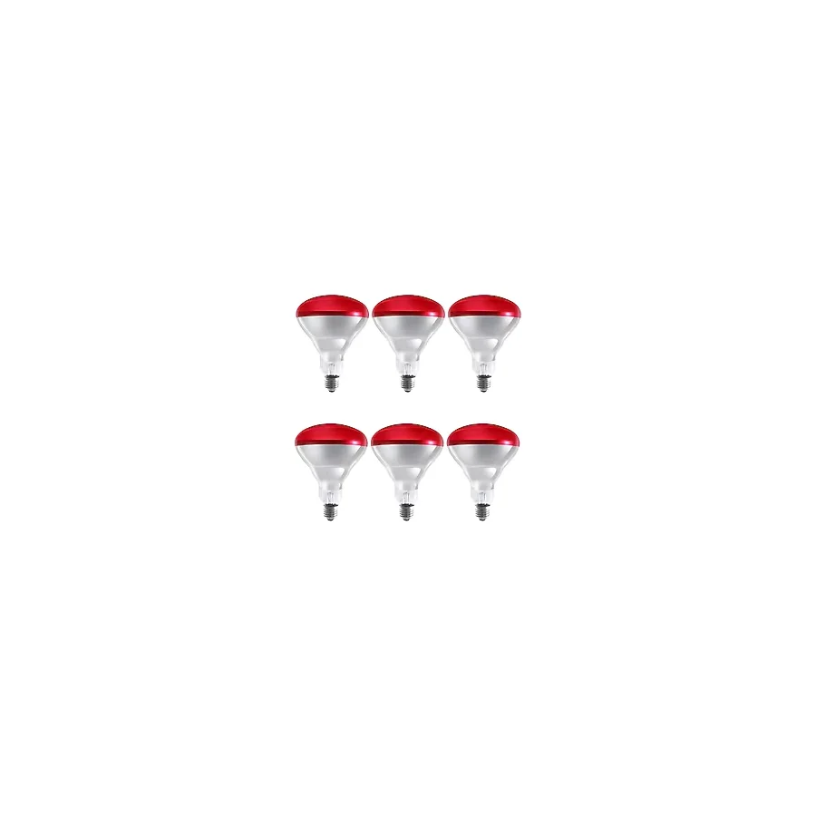 Avarson (6 Adet) 250W Kızılötesi (infrared) Isıtıcılı Fizik Tedavi Lambası (Kırmızı Işık) E27 (Kalın Duy)