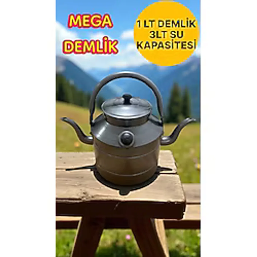 Avcı, Çoban, Kampçı, Çift Taraflı Çaydanlık, Süzekli 4 Litre - Gri