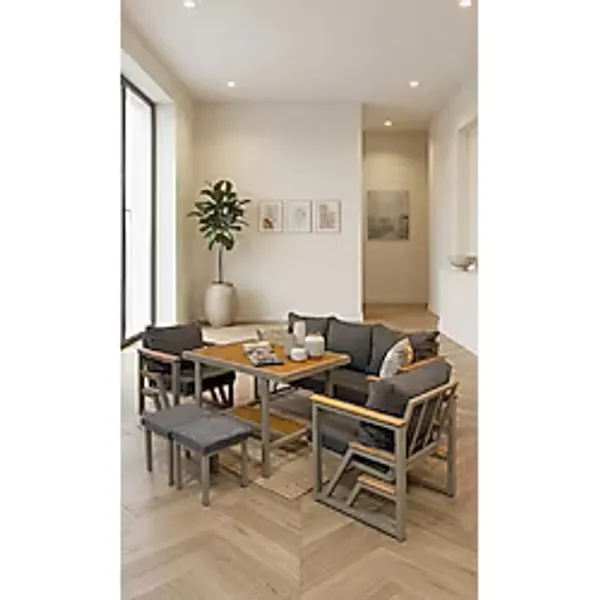 Aven Metal Bahçe Balkon Teras Koltuk Takımı 3+1+1+Masa+2 adet Puf