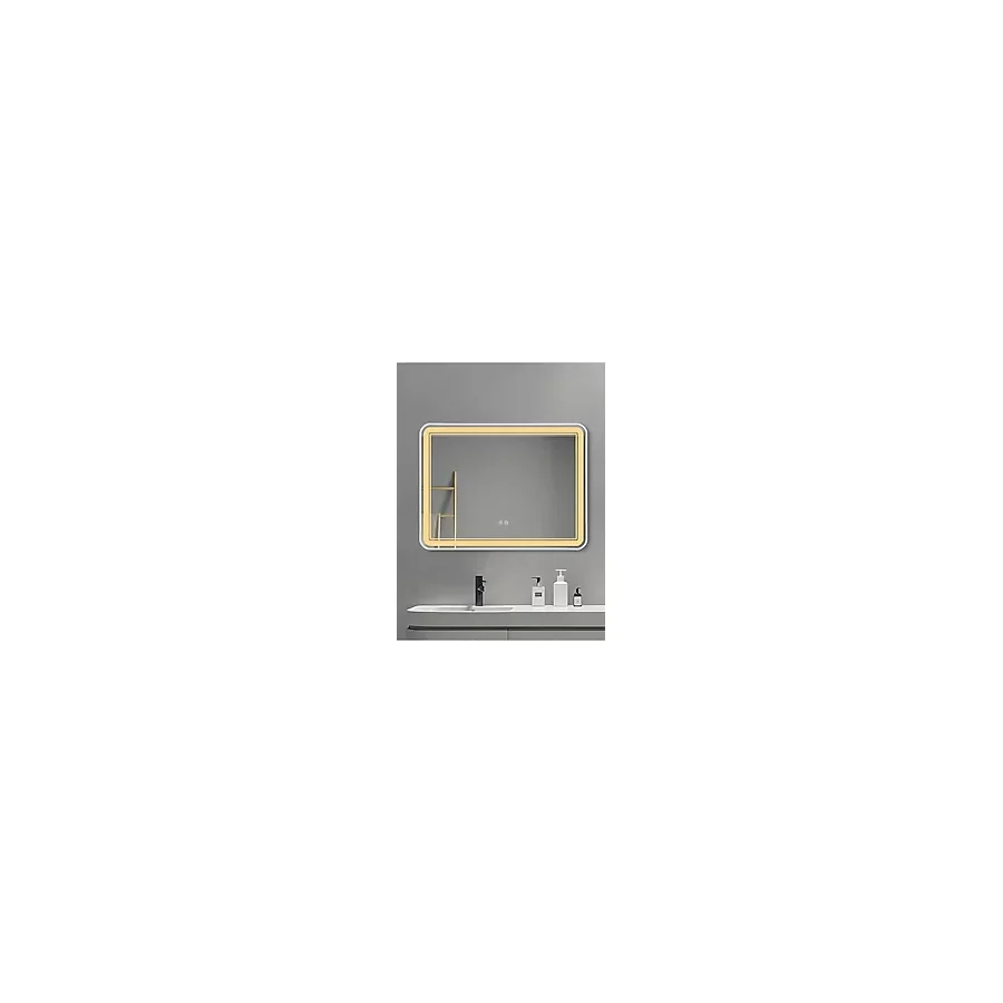 Avend HD Akıllı Ayna Buhar Tutmaz 3 Renk Ledli Banyo Dekoratif Duvar Ofis Makyaj Lavabo Aynası 80x60 CM