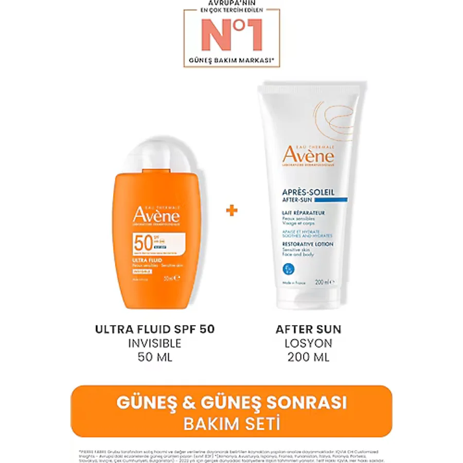 Avene Güneş & Güneş Sonrası Bakım Seti (Ultra Fluid Spf 50 Invisible 50 ml + After Sun Losyon 200 Ml)