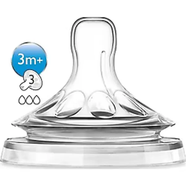 AVENT Philips Natural Biberon Emziği 3 Biberon Ucu 3m+ Ve 2 Li (3 Delik)