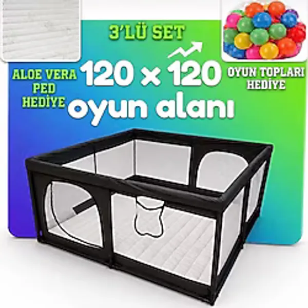 Avocado 120x120 Güvenli Çocuk Ve Bebek Oyun Alanı Seti 3'lü 120x120 Oyun Parkı gri
