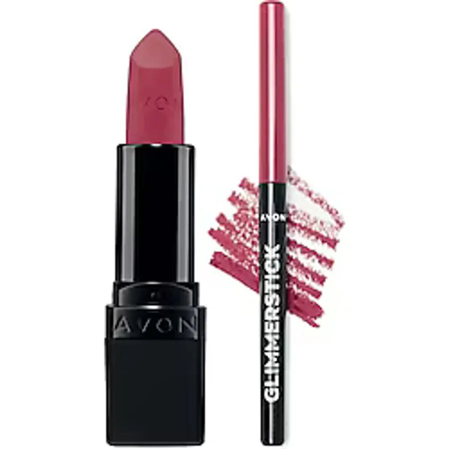 AVON Ultra Mat Makyaj Seti Mauve Matters ve Glimmerstick Dudak Kalemi Pink Bouquet Paketi