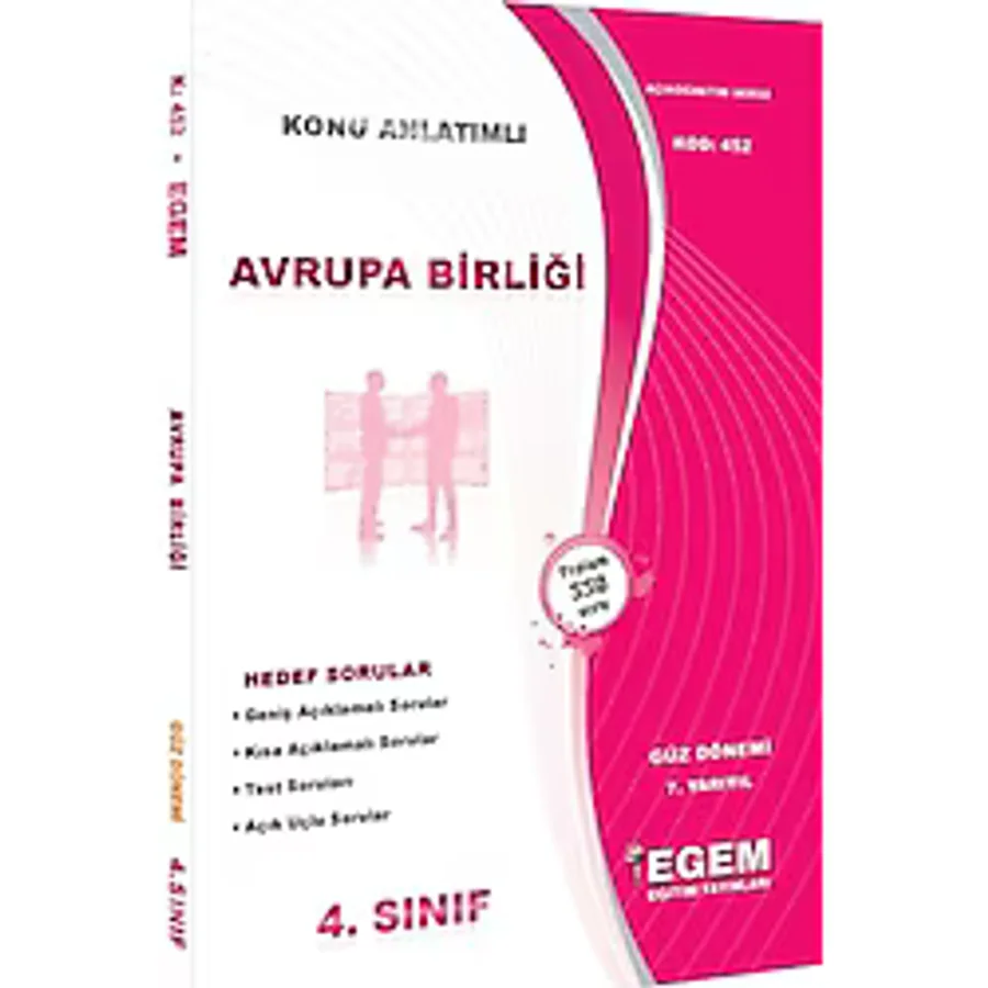 Avrupa Birliği Konu Anlatımlı Soru Bankası Güz Dönemi (7. Yarıyıl) (452)