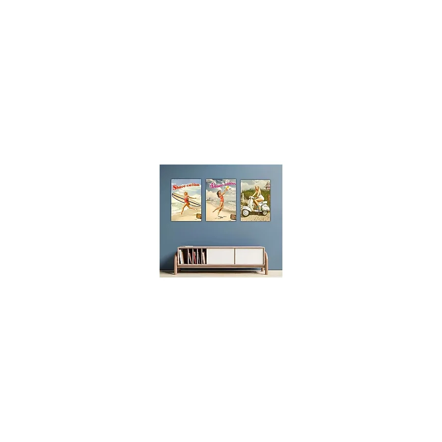 Avrupa Güzelleri Tasarımlı Retro 20 x 28 cm Mdf Duvar Dekorasyon Posteri