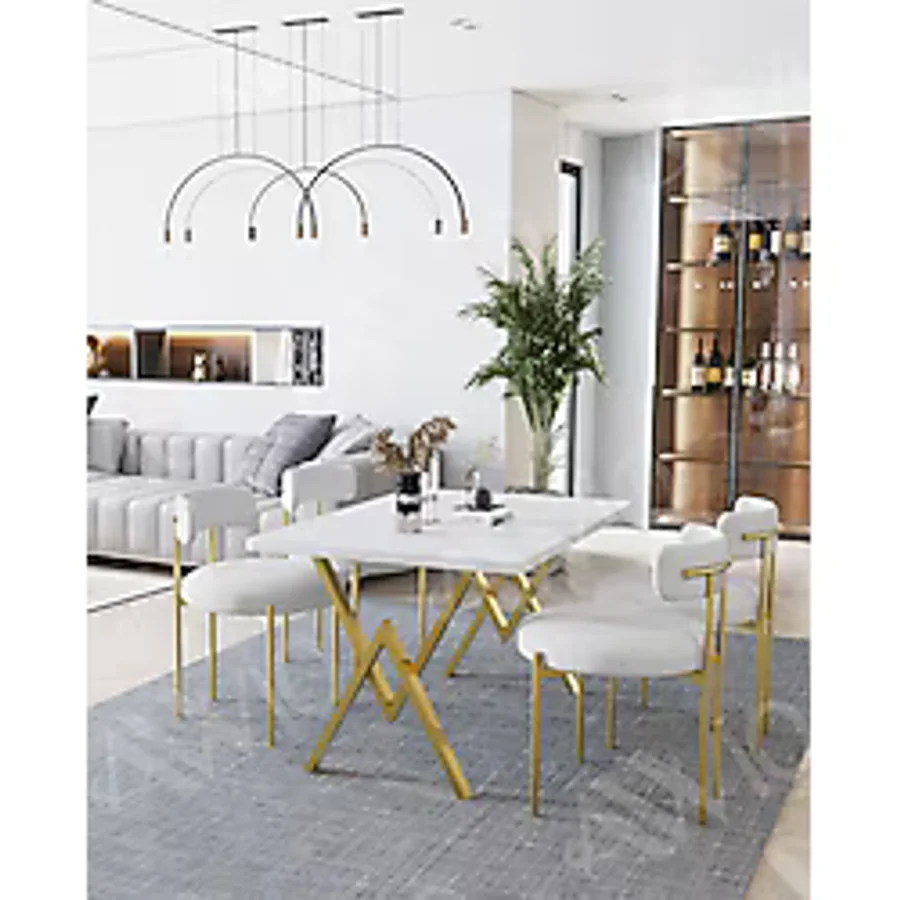 AVVİO MAT GOLD Teddy Sandalye 80x120 Yemek Masası Mutfak Masası 4 Kişilik Masa Sandalye Takımı