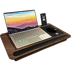 Axolotl Telefon Ve Tablet Bölmeli Minderli Laptop Sehpası Notebook Bilgisayar Çalışma Masası, Antik Meşe