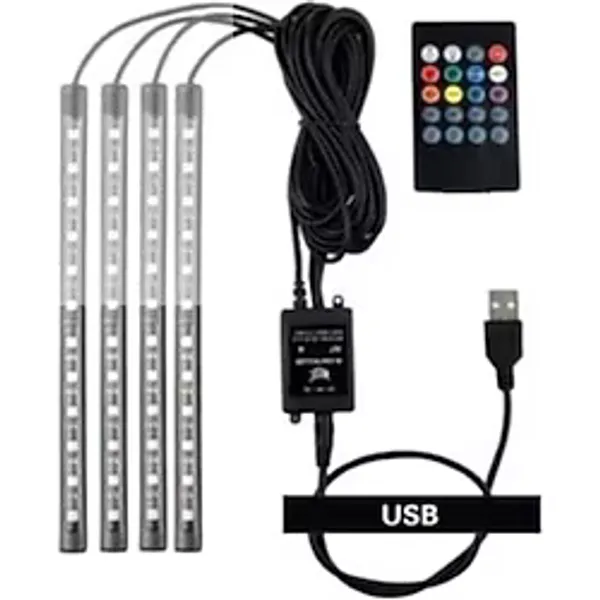 Ayak Altı Led Rgb Işık Araç Içi Ve Ev Aydınlatma Sese Duyarlı 12 Led Usb Girişli