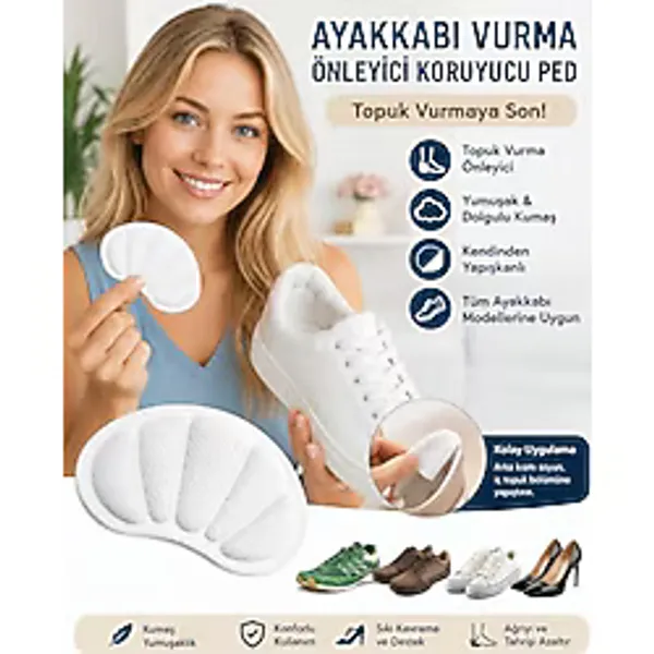 Ayakkabı Vurma Önleyici Koruyucu Ped, Kendinden Yapışkanlı, Kumaş, Dolgulu, Topuk Vurma Önleyici,1 Çift (Beyaz, M)