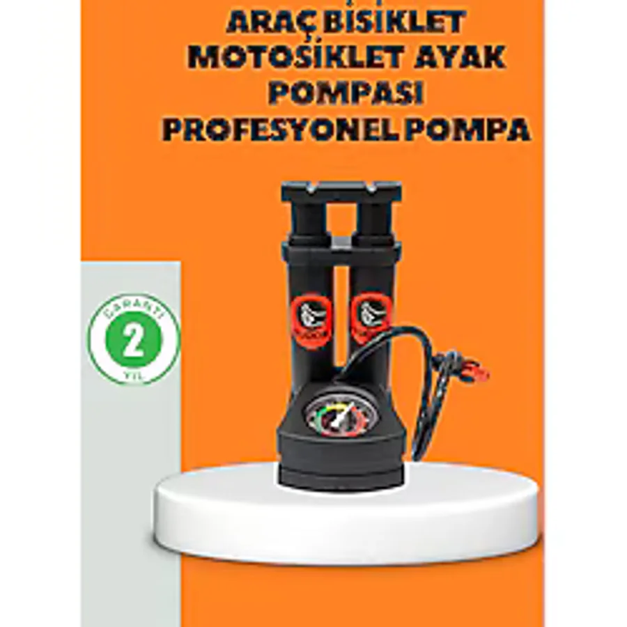 Ayaklı Bisiklet Pompası Basınç Göstergeli Çok Amaçlı