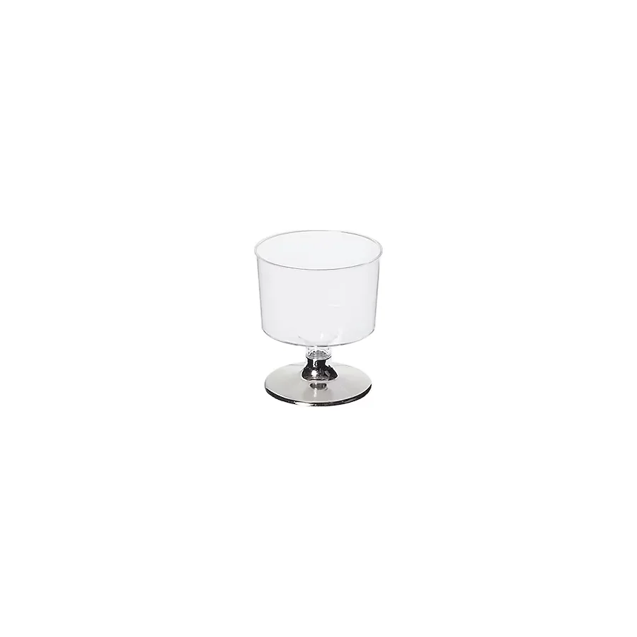 Ayaklı Shot Bardağı Küçük Plastik Kadeh 50 ML - 6 Adet Gümüş