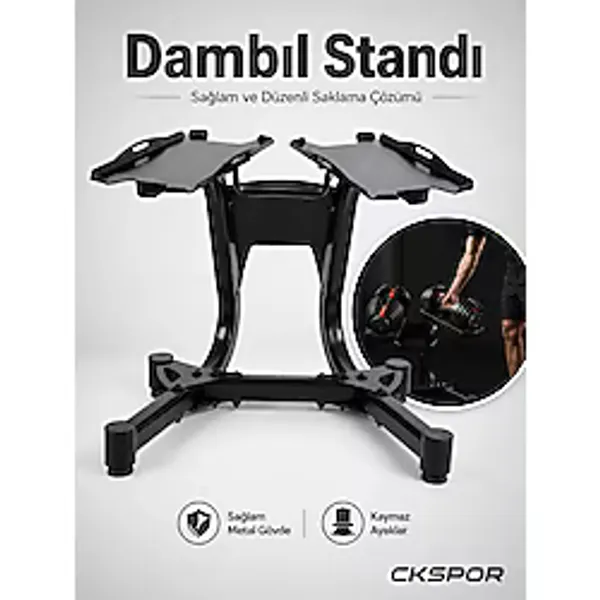 Ayarlanabilir Dambıl Standı Dayanıklı ve Ergonomik Tasarım Ev & Spor Salonu Kullanımı İçin - Siyah