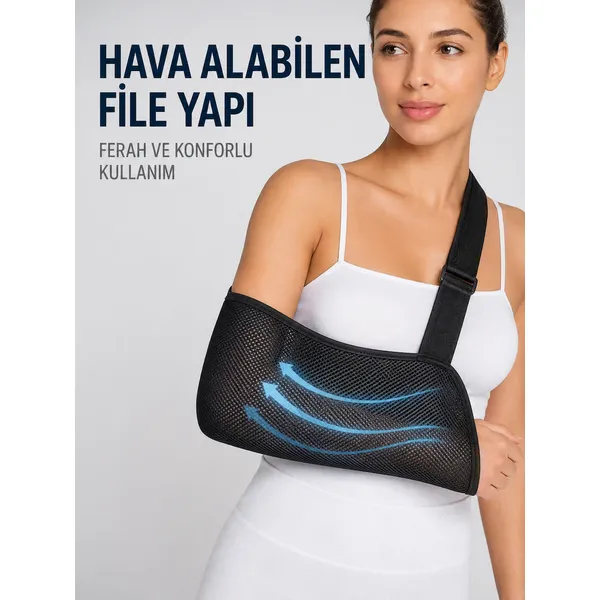 Ayarlanabilir Fileli Kol Askısı Hava Geçiren Kumaş Kol ve Omuz Destekleyici - Lisinya