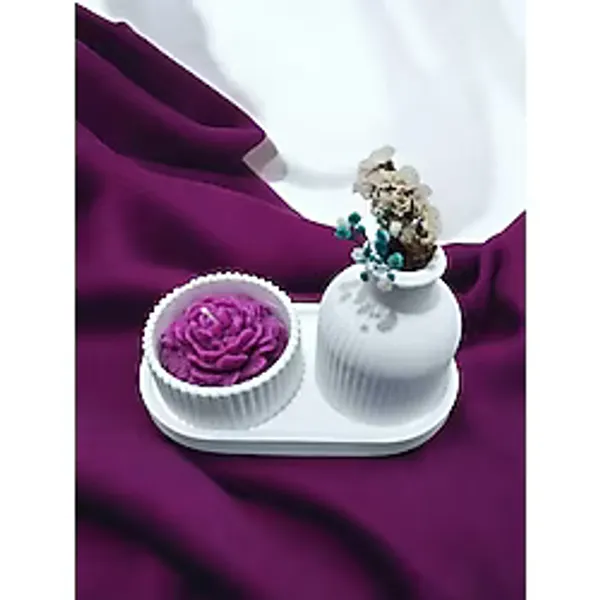 Aydinç Home Ayd Sunum Tabağı Süslük Dekoratif Vazo & Biblo Kokulu Mum&Şamdan %100 Soya Wax & Taş Tozu 11x7 cm
