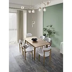Aydınev Kemer Mdf Açılır Masa + 6 Sandalye - Ceviz
