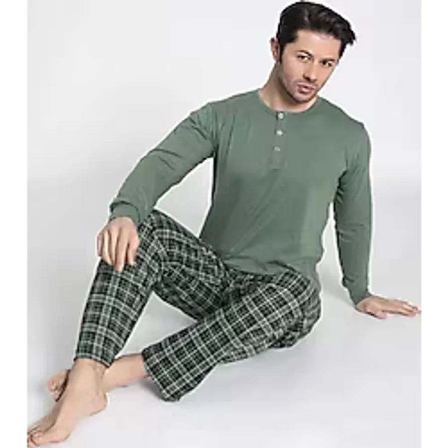 Aydoğan Erkek Modal Uzun Kollu Pijama Takımı 3425 - 1 Adet M Yeşil