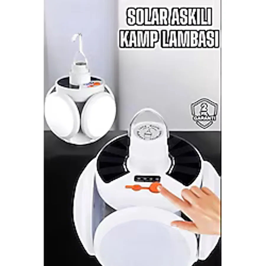 Aydogan's Katlanabilir Taşınabilir Kamp Lambası Işıldak Beyaz Işık Güneş Enerjili Solar Aydınlatma - Renkli