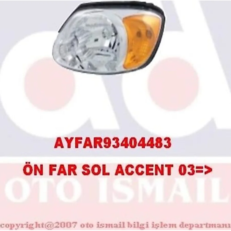 AYFAR 404483 FAR SOL + SİNYAL ACCENT ADMIRE 03-04 ELEKTRİKLİ SARI