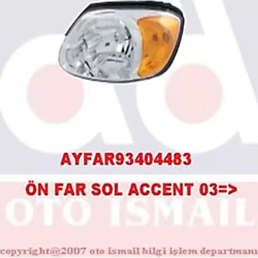 AYFAR 404483 FAR SOL + SİNYAL ACCENT ADMIRE 03-04 ELEKTRİKLİ SARI