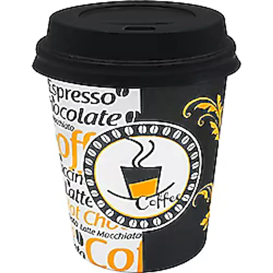 Aygün Cup 7 Oz Siyah Kapaklı Karton Bardak 180 ml - 100'lü (Otomat Bardak)