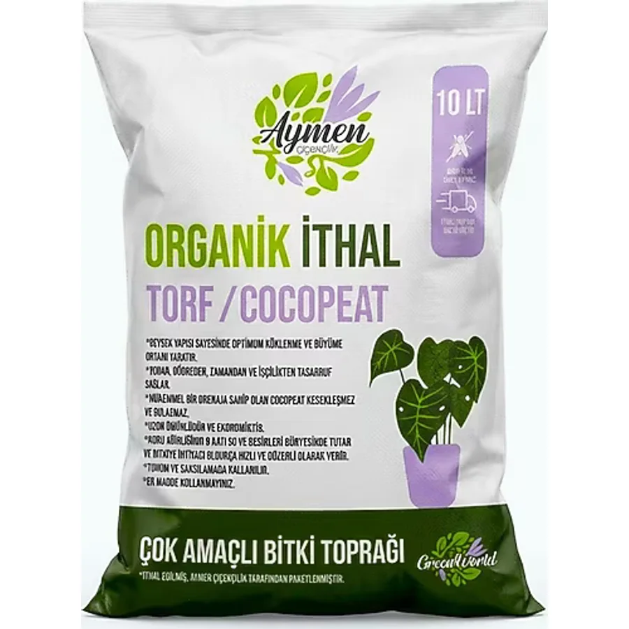 Aymen Çiçekçilik 10 Litre Ithal Torf Cocopeat Ponza Taşı Özel Karışım Saksı Harcı Bitki Toprağı - Kokopit 10 litre