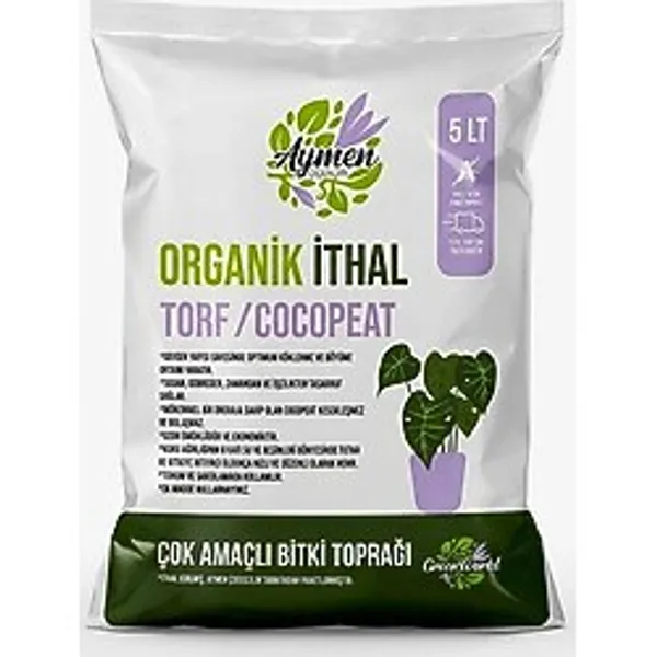 Aymen Çiçekçilik 5 Litre Organik Ithal Çok Amaçlı Bitki Toprağı - Her Türlü Çiçek, Fide, Fidan, Sebze İçin