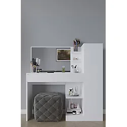 Aymobsan Orkide Makyaj Masası, 1 Çekmeceli, Dolaplı, Aynalı - Beyaz