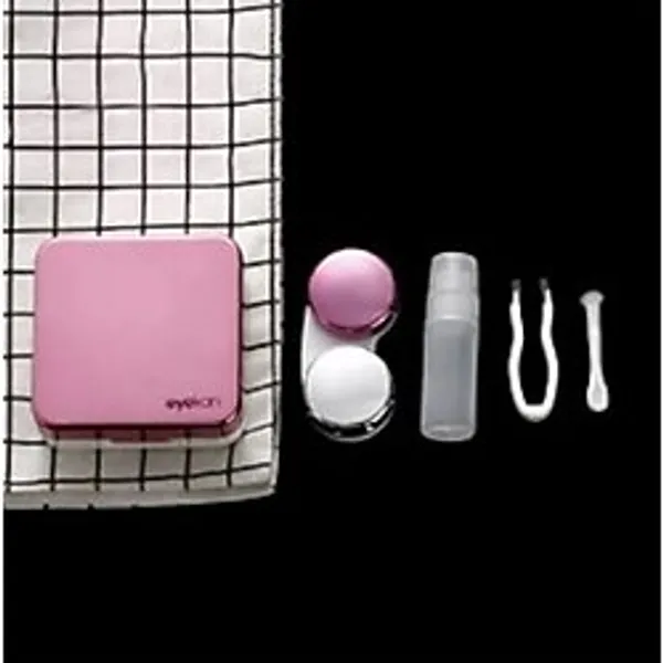Aynalı Lens Kutusu Seti 5 Parça Açık Pembe
