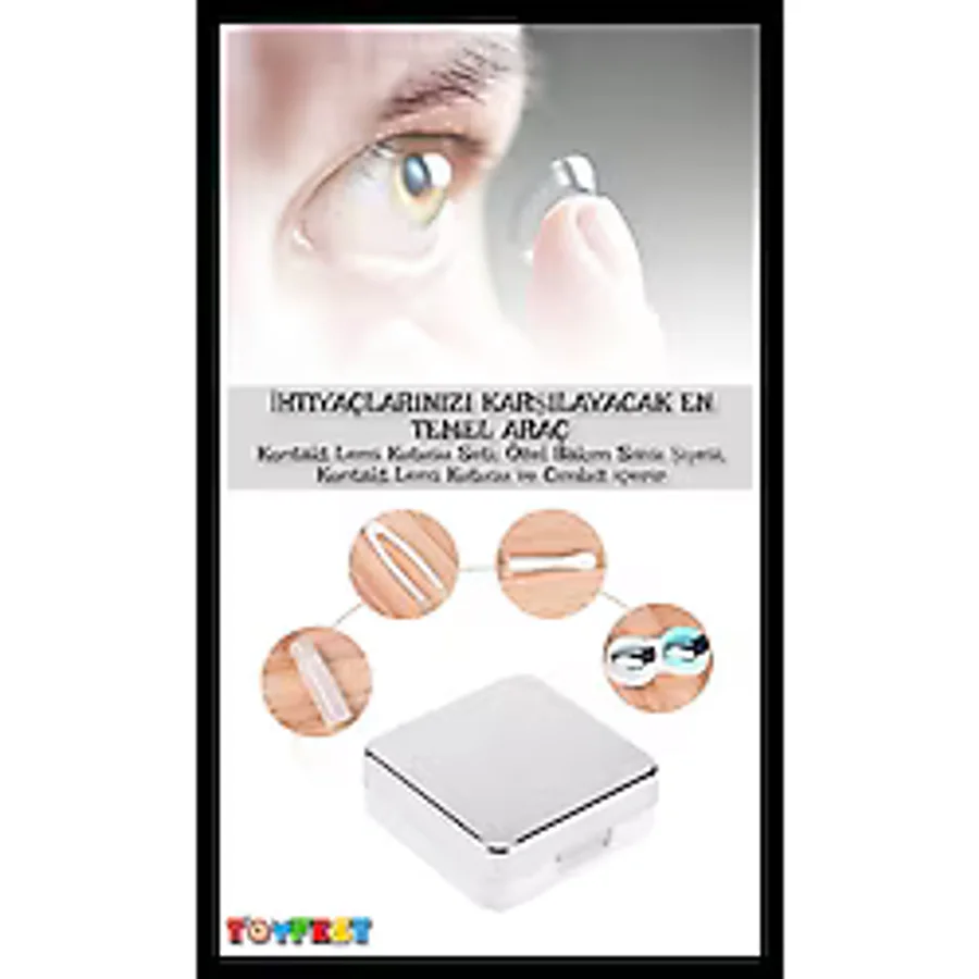 Aynalı Taşınabilir Seyahat Amaçlı Kontakt Lens Saklama Kutusu Saklama Kabı