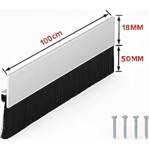 Ayrıntıshop Alüminyum Kapı Altı Fırça Fitil Boy Uzunluk 100 CM Kapı Altı Kıl Fırça Süpürgesi 5 CM