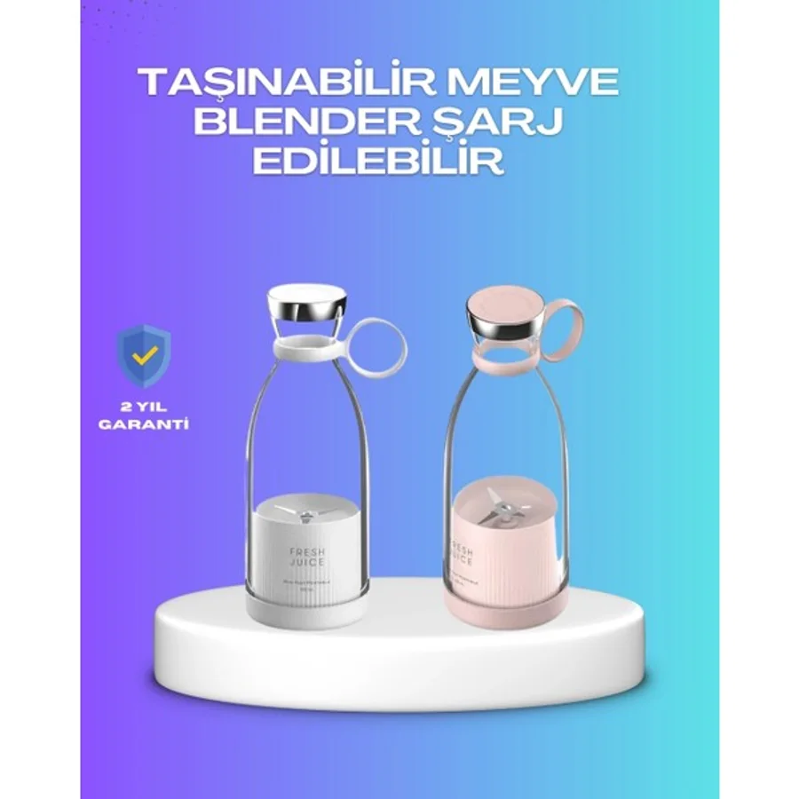 AyrStore Buğz Çevre Dostu Cam Gövdeli Kablosuz Smoothie Blender - Çok Renkli