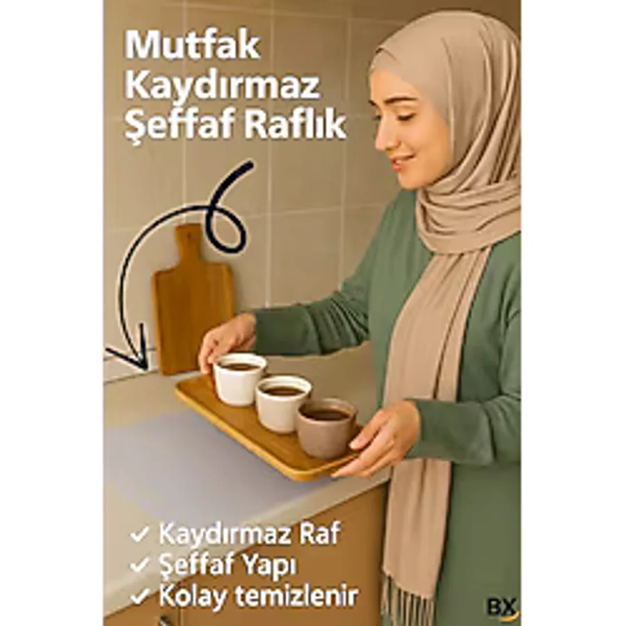 AyrStore Buğz Mutfak Dolabı Çekmece Kaydırmaz Raf Örtüsü Şeffaf, Suya Dayanıklı, Kesilebilir Pvc 45 - Çok Renkli