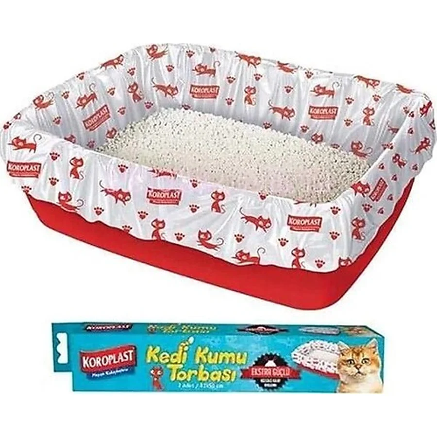 AyrStore Büzgülü Kedi Kumu Poşeti 7'li Set, 82x50 cm Extra Güçlü Büzgülü Kolay Bağlama, Pratik