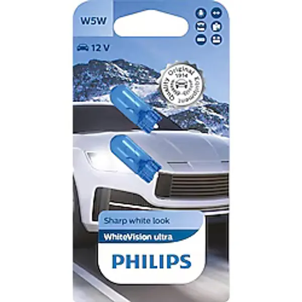 AyrStore Philips T10 W5W Whitevision Ultra Halojen Sinyal Lambası, Çift Kabarcık, 35484330, Arabalar İçin - Genel