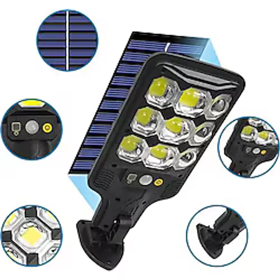 Ayt Powermaster Hs-8037B Solar Güneş Enerjili Cob Ledli Hareket Sensörlü Sokak Lambası Led Bahçe Aydınlatması