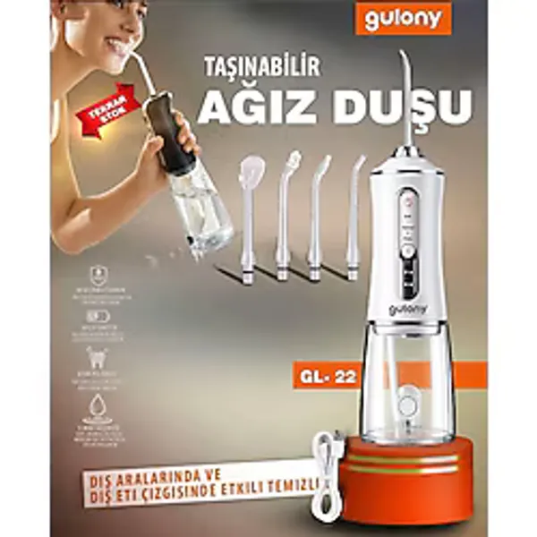 Azurtech Gl-22 Taşınabilir Ağız Duşu - Ipx7 Su Geçirmez, 3 Modlu Diş Temizleme Cihazı - Beyaz