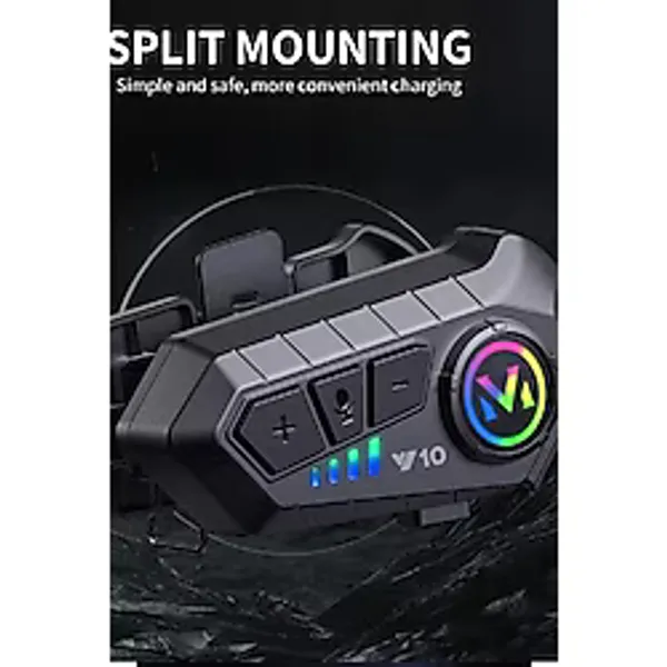 Azurtech Motosiklet Kablosuz Kask Kulaklığı Y10 Waterproof Intercom Kulaklık Seti - Siyah