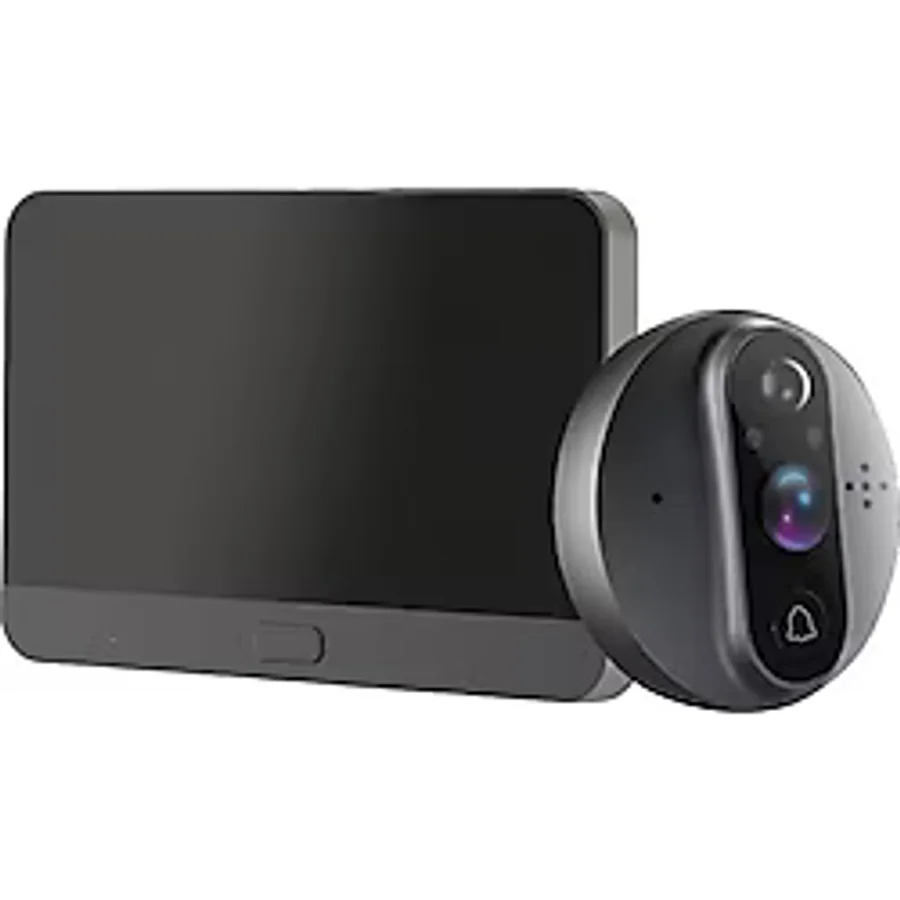 Azurtech W1 Kapı Zili, Kapı Dürbünü Kamerası, Wifi Kapı Gözetleme Deliği Görüntüleyici, Görüntülü Kapı Zili, 1080P Kamera, Monitörlü, 4,3 Inç - siyah
