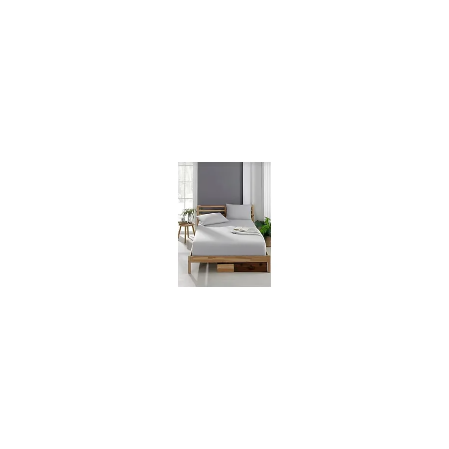 AZY TEKSTİLL Akarca Home Ranforce Tek Kişilik Lastikli Çarşaf Gri ( Açık Renk Gri )
