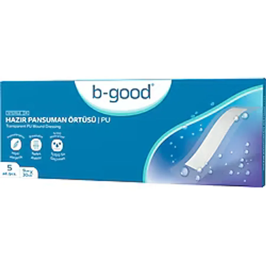 B-GOOD 9x30 cm Su Geçirmez Pansuman Örtüsü 5 li Pedli Yara Örtüsü