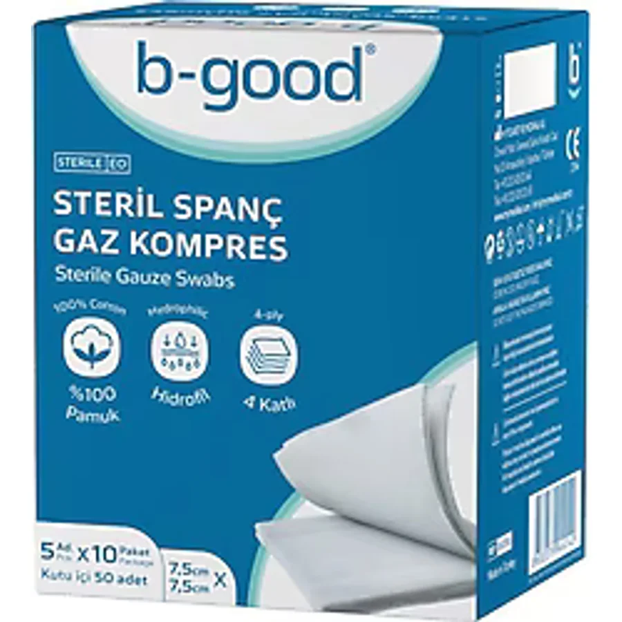 B-Good B-Steril Spanç 7.5cm x 7.5cm 50'li Gaz Kompres