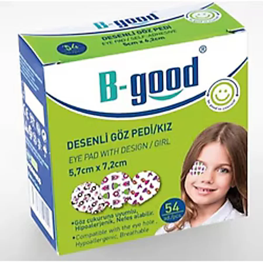 B-Good Desenli 5.7cm x 7.2 cm 54'lü Kız Çocuk Göz Kapama Bandı